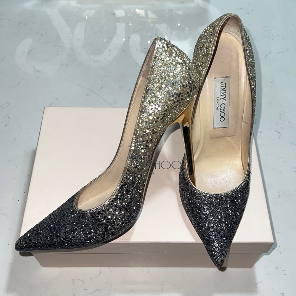 JIMMY CHOO Ombré glittery heels